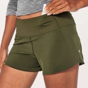 Lululemon Run Times 4” Shorts Size 4 Olive Green